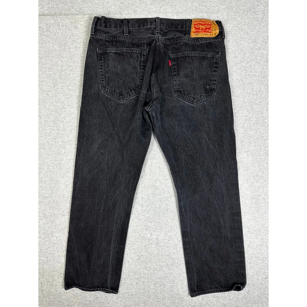 Levis 501 Jean Mens 38x30 Black Original Fit Button Fly Denim